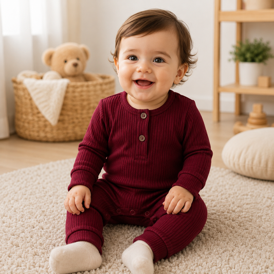CozyNest – Autumn Cotton Romper for Newborns